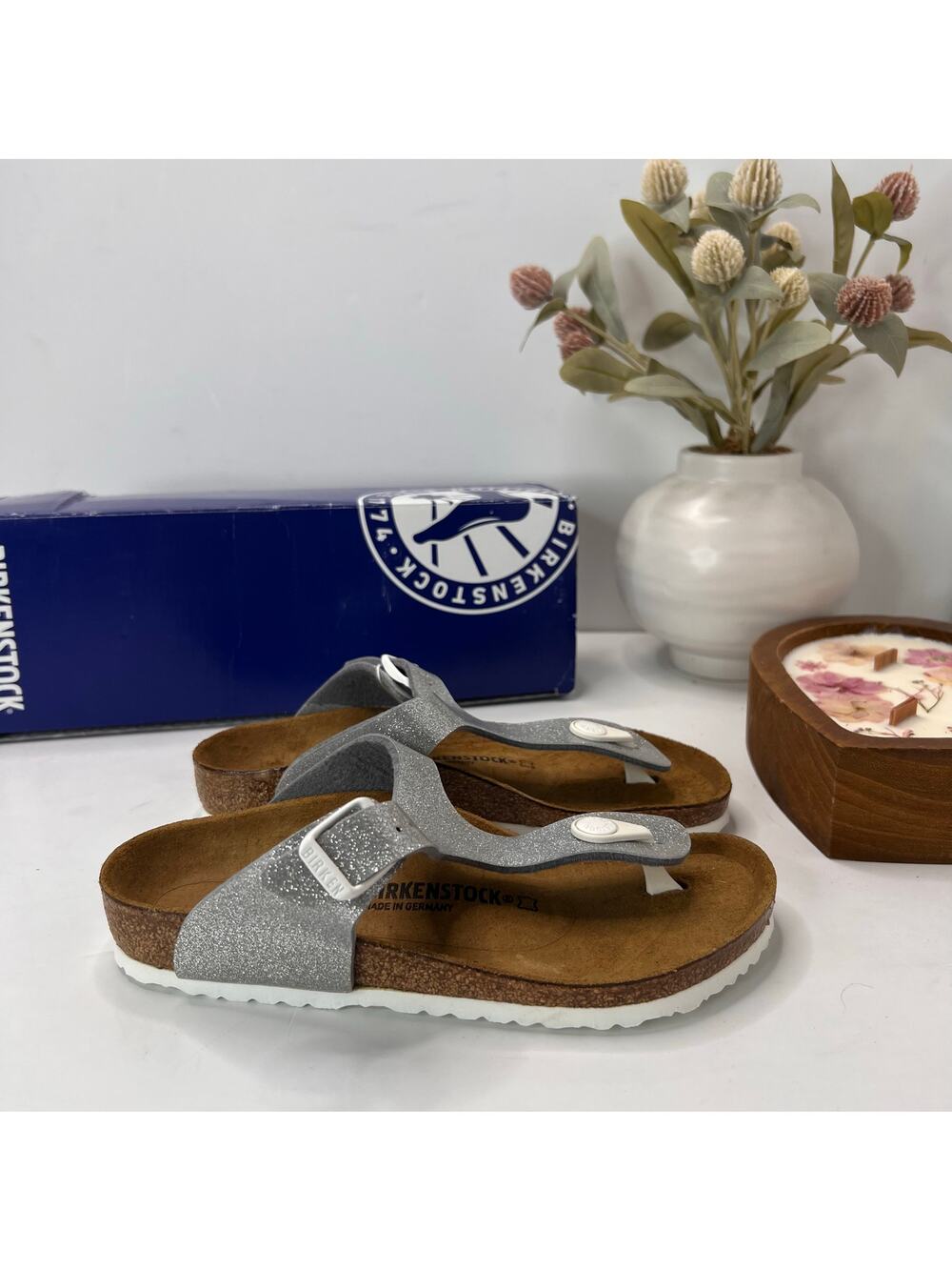 Birkenstock Gizeh BS Sandal Magic Galaxy Silver Sparkle Kids 1/EU32 NWB Narrow